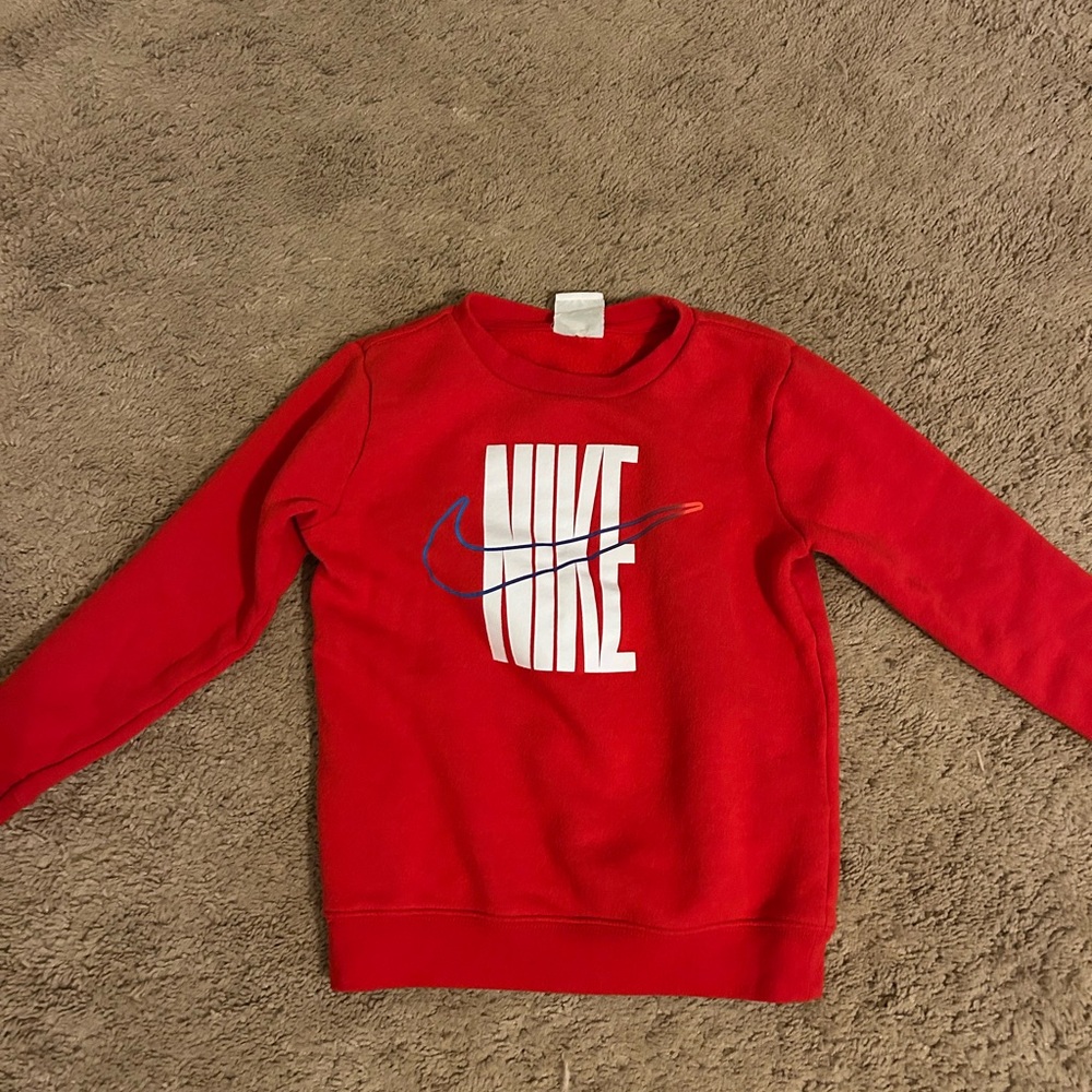 Nike Kids Red Sweatshirt with White Logo